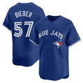 Toronto Blue Jays #57 Shane Bieber Player Royal Home Stitched Baseball Jersey