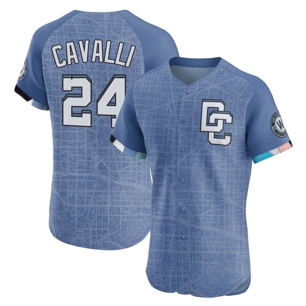 Washington Nationals #24 Cade Cavalli Player Blue City Connect Elite Limited Stitched Baseball Jersey