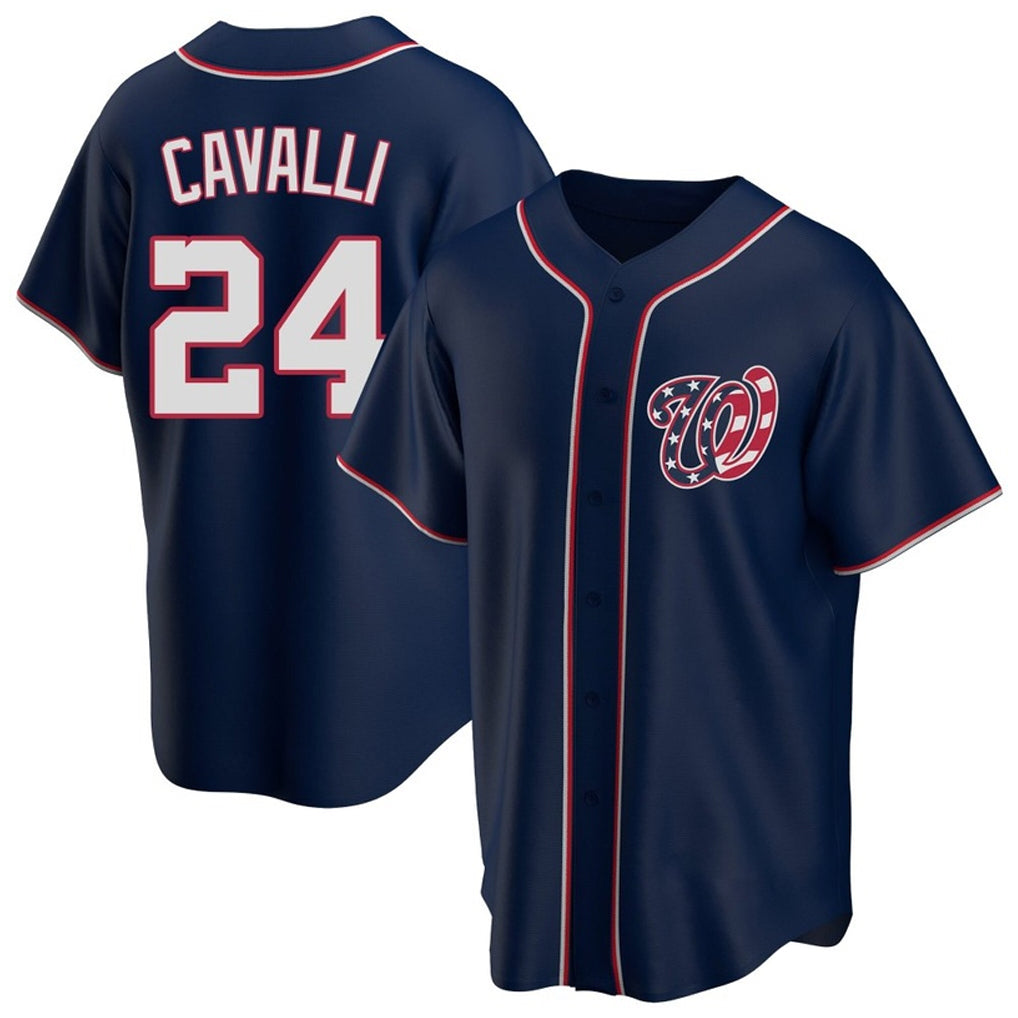 Washington Nationals #24 Cade Cavalli Player Navy Blue Replica Game Stitched Baseball Jersey