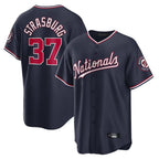 Washington Nationals #37 Stephen Strasburg Player Navy Replica Stitched Baseball Jersey