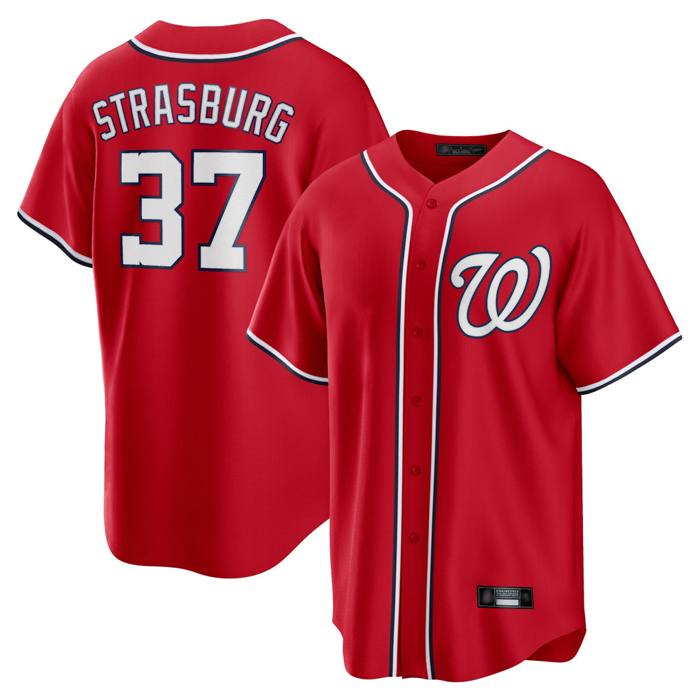 Washington Nationals #37 Stephen Strasburg Player Red Alternate Replica Player Game Stitched Baseball Jersey