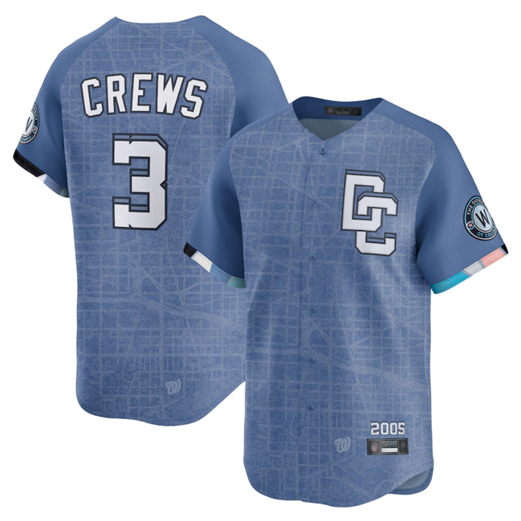 Washington Nationals #3 Dylan Crews Player Blue Limited City Connect Stitched Baseball Jersey