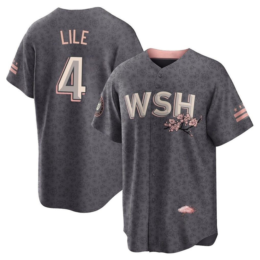 Washington Nationals #4 Daylen Lile Player Charcoal City Connect Limited Stitched Baseball Jersey