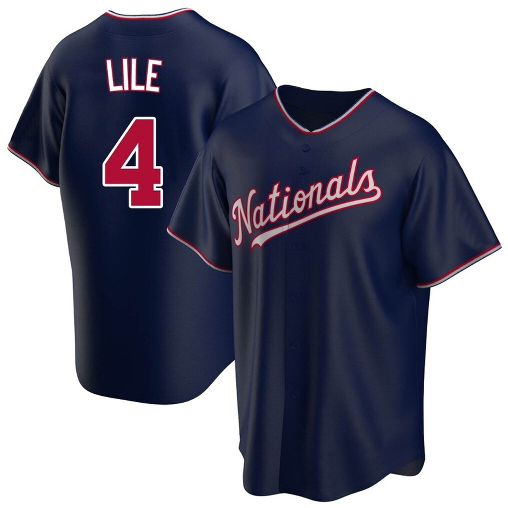 Washington Nationals #4 Daylen Lile Player Navy Replica Game Stitched Baseball Jersey