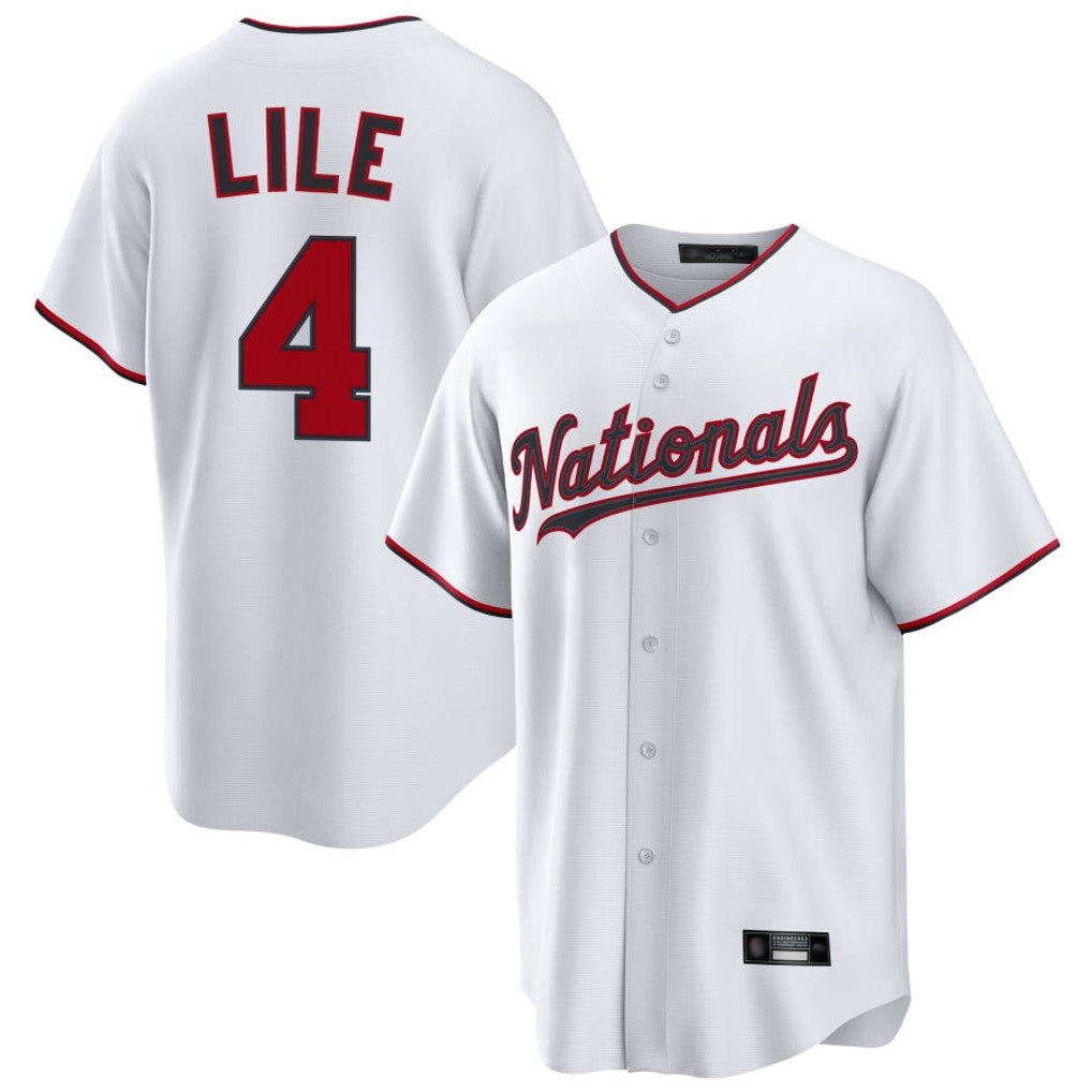 Washington Nationals #4 Daylen Lile Player White Replica Game Stitched Baseball Jersey
