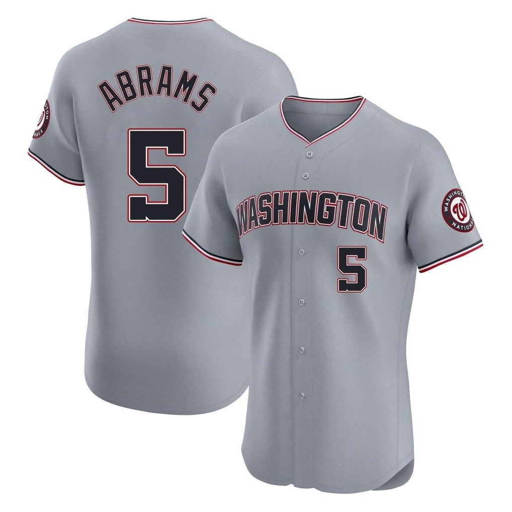 Washington Nationals #5 CJ Abrams Player Gray Elite Road Replica Stitched Baseball Jersey
