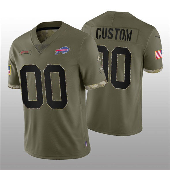 Custom B.Bills ACTIVE PLAYER 2022 Olive Jereymy Salute To Service Limited Stitched Jersey