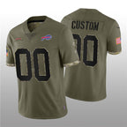 Custom B.Bills ACTIVE PLAYER 2022 Olive Jereymy Salute To Service Limited Stitched Jersey