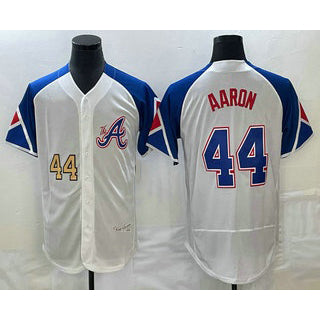 Atlanta Braves #44 Hank Aaron Number White Jereymy 2023 City Connect Flex Base Stitched Jersey 2