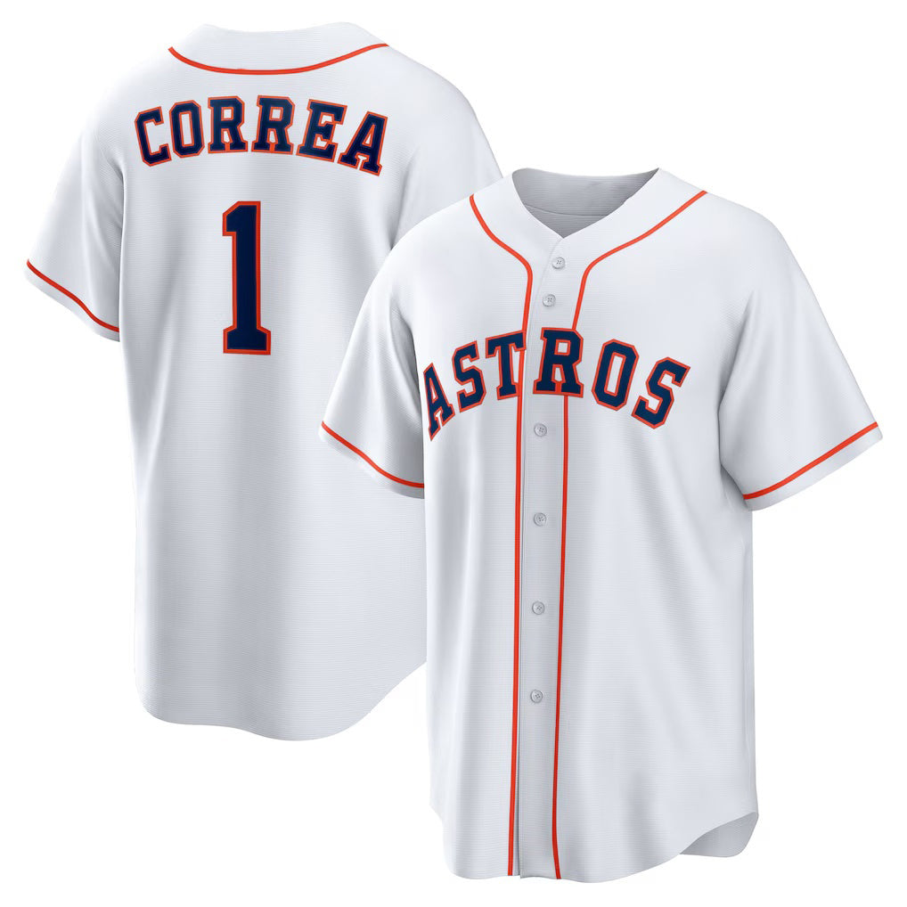 Houston Astros #1 Carlos Correa White Jereymy Home Replica Jersey