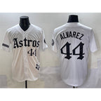Houston Astros #44 Yordan Alvarez White Jereymy Gothic 'Houston Born Barrio Raised' Limited Stitched Jersey