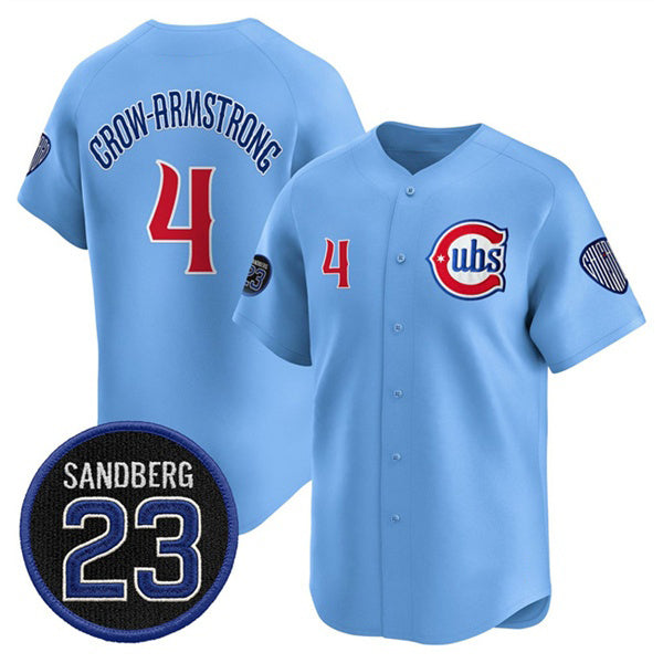 Chicago Cubs #4 Pete Crow-Armstrong Blue Jereymy 'Ryne Sandberg Tribute' Vapor Limited V2 Stitched Jersey