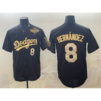 Los Angeles Dodgers #8 Enrique Hern¨¢ndez Black Gold Jereymy 2025 World Series Patch Limited Stitched Jersey