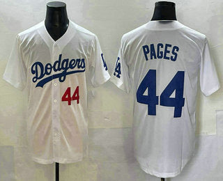 Los Angeles Dodgers #44 Andy Pages Number White Jereymy Cool Base Stitched Jersey