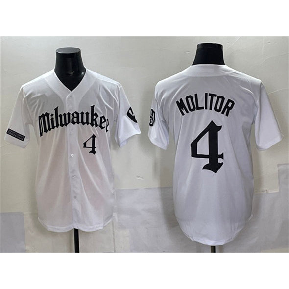 Milwaukee Brewers #4 Paul Molitor White Jereymy 'Gothic 414 Shadows Edition' Vapor Premier Limited Stitched Jersey