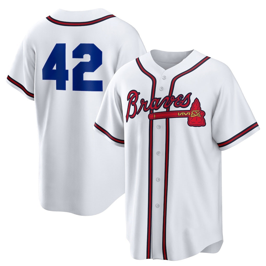 Atlanta Braves #42 Jackie Robinson White Jereymy Home 2025 Day Replica Jersey