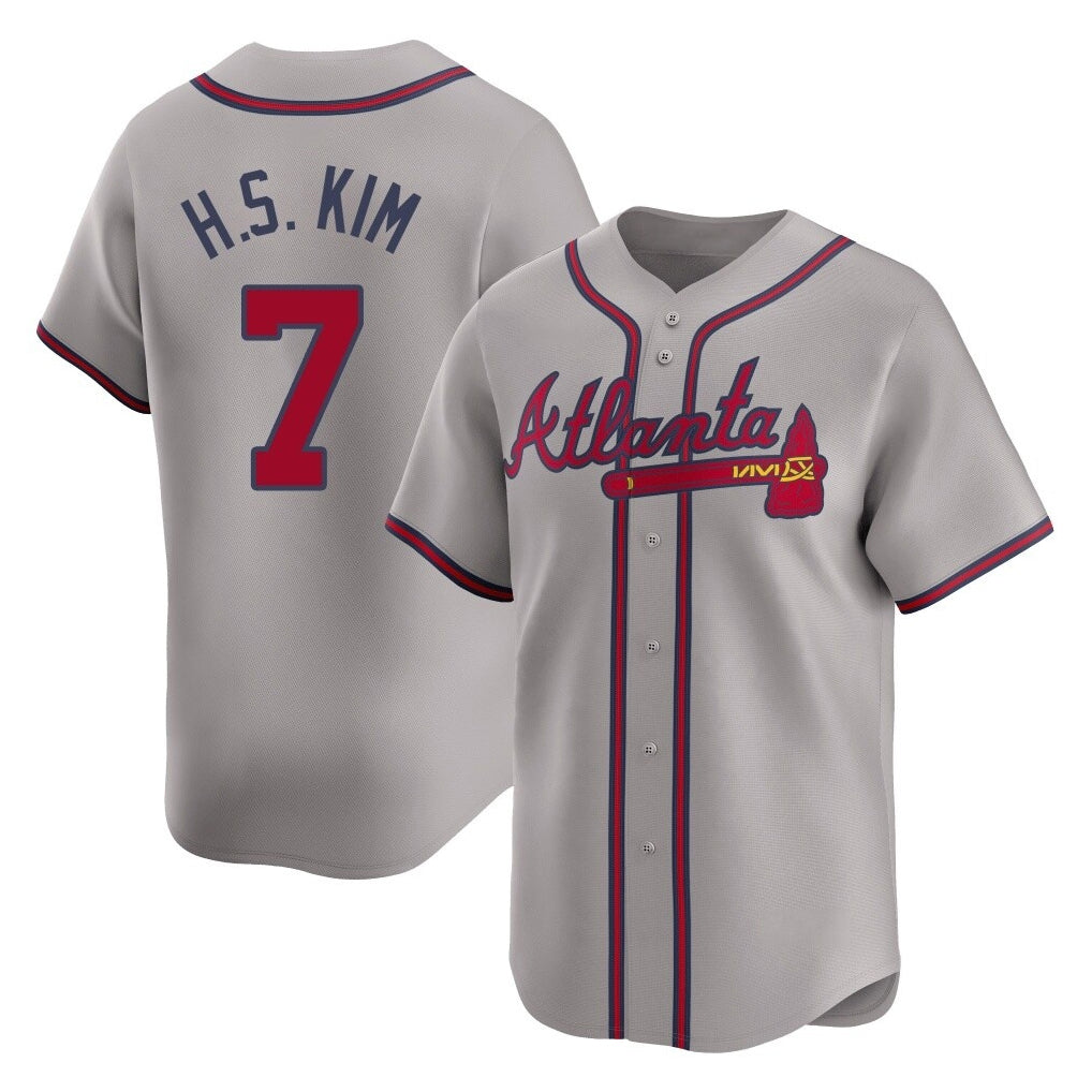 Atlanta Braves #7 Ha-Seong Kim Player Gray Jereymy Limited Home Game Stitched Jerseys