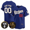 Custom Los Angeles Dodgers Vin Patch & Kobe Bryant Signature Vapor Premier Limited Jersey ¨C Royal Jereymy