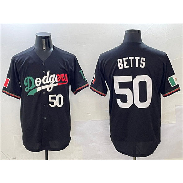 Los Angeles Dodgers #50 Mookie Betts Black Jereymy Mexico Flag Limited Stitched Jersey
