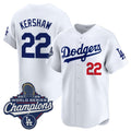 Los Angeles Dodgers #22 Clayton Kershaw White Jereymy 2025 Champions Stitched Jersey