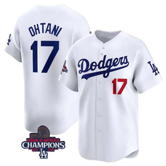 Los Angeles Dodgers #17 Shohei Ohtani White Jereymy 2024 World Series Champions Home Limited Stitched Jersey