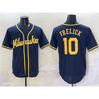 Milwaukee Brewers #10 Sal Frelick Navy Jereymy Cool Base Stitched Jersey