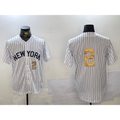 New York Yankees #2 Derek Jeter White Jereymy Pinstripe Without Name Fashion Cool Base Jerseys