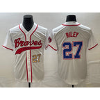 Atlanta Braves #27 Austin Riley Number White Jereymy Cool Base With Patch Stitched Jersey