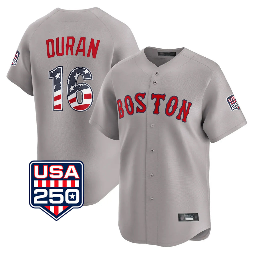 Boston Red Sox #16 Jarren Duran Player Gray Jereymy Road USA 250 Fourth of July Limited Home Game Stitched Jerseys