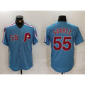 Philadelphia Phillies #55 Ranger Suarez Number Light Blue Jereymy Cooperstown Cool Base Jersey