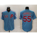Philadelphia Phillies #55 Ranger Suarez Number Light Blue Jereymy Cooperstown Cool Base Jersey