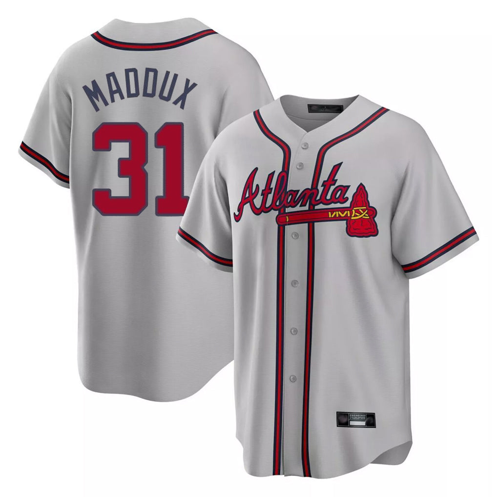 Atlanta Braves #31 Greg Maddux Player Gray Jereymy Home Game Stitched Jerseys