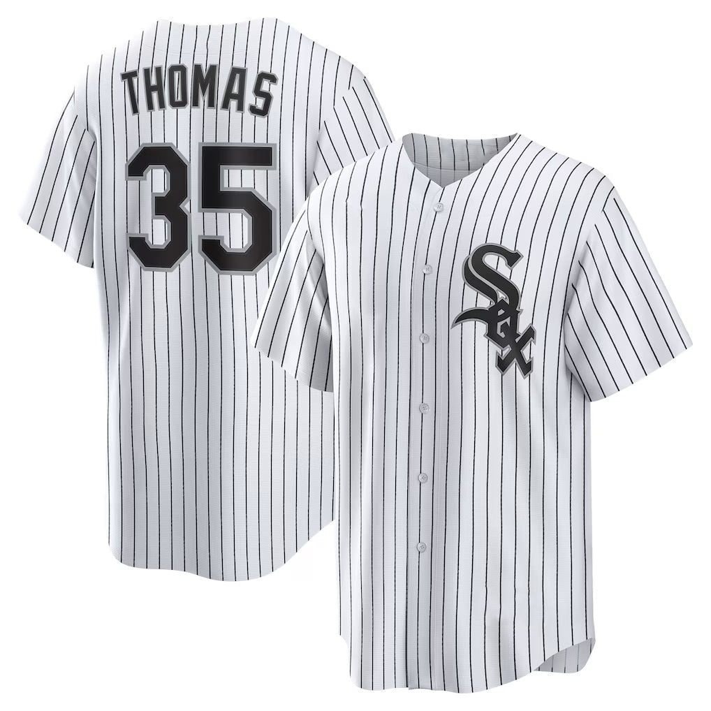 Chicago White Sox #35 Frank Thomas White Jereymy Home Retired Player Replica Jersey