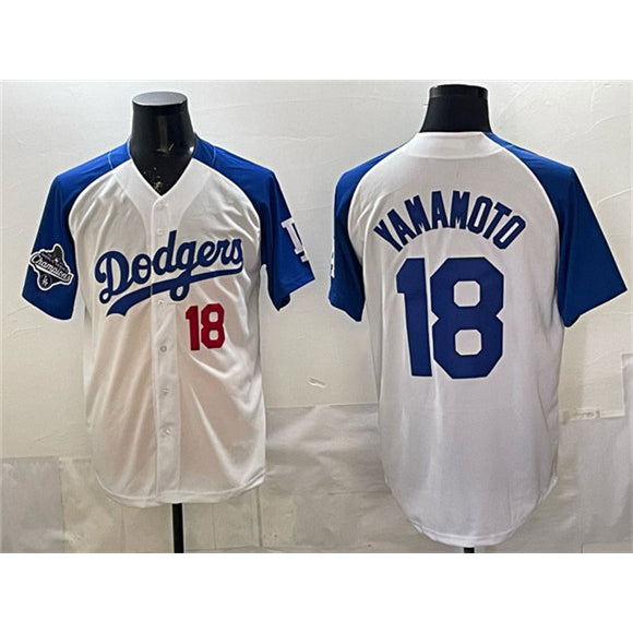 Los Angeles Dodgers #18 Yoshinobu Yamamoto White Royal Jereymy 2025 World Series Limited Stitched Jersey