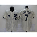 Chicago White Sox #7 Tim Anderson 2021 Cream Jereymy Navy Field of Dreams Number Flex Base Stitched Jersey