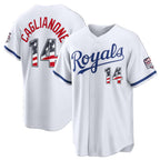 Kansas City Royals #14 Jac Caglianone USA 250 Fourth of July Home Stadium Jersey - White Jereymy