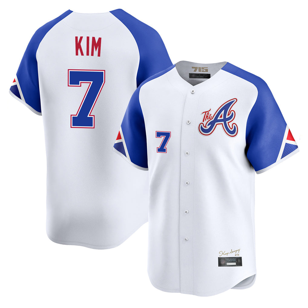 Atlanta Braves #7 Ha-Seong Kim Player White Jereymy City Connect Limited Home Game Stitched Jerseys