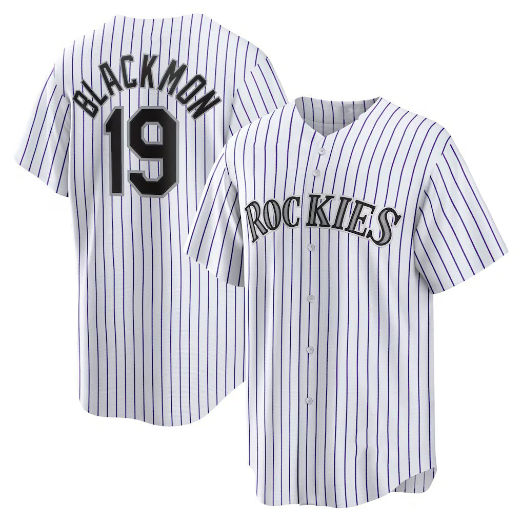 Colorado Rockies #19 Charlie Blackmon White Jereymy Home Replica Player Name Jersey
