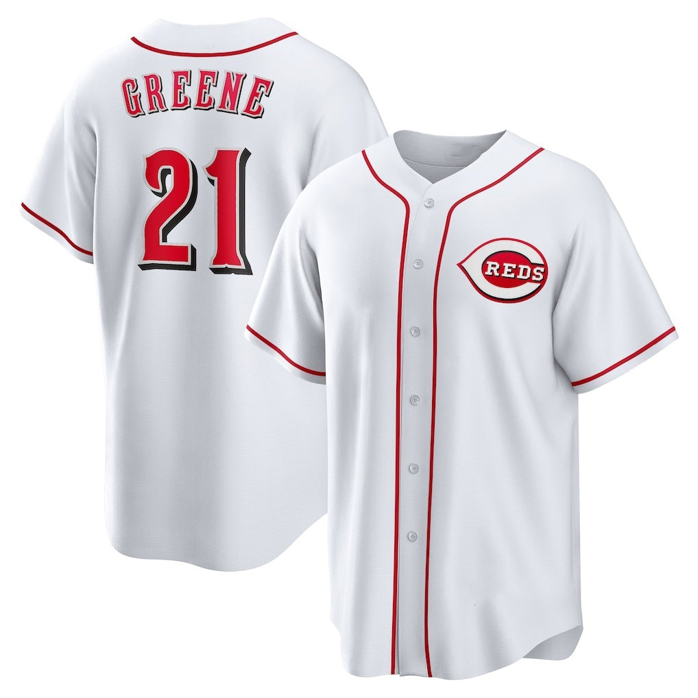 Cincinnati Reds #21 Hunter Greene White Jereymy Home Replica Jersey