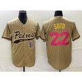 San Diego Padres #22 Juan Soto Tan Jereymy Pinstripe 2023 City Connect Cool Base Stitched Jersey 2