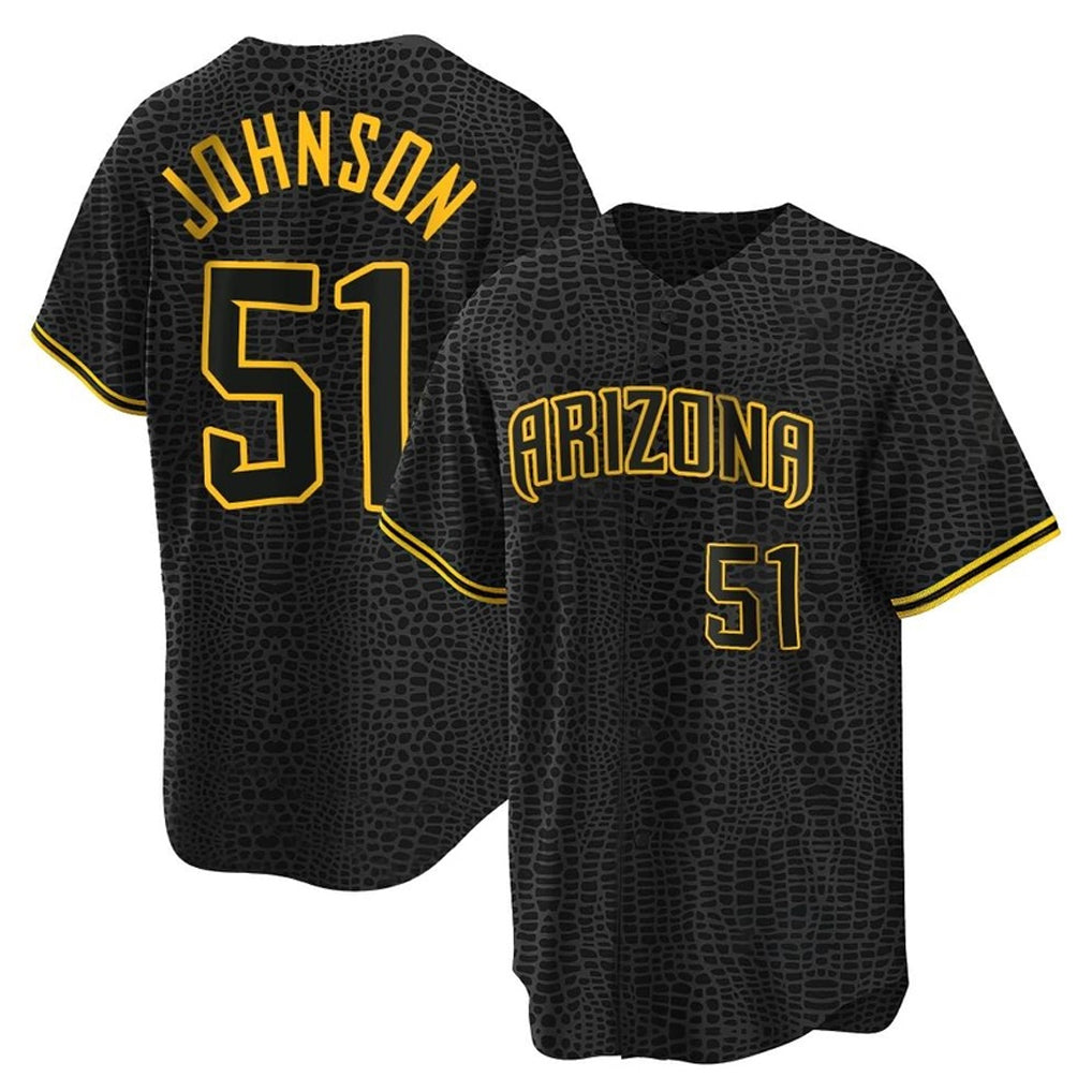 Arizona Diamondbacks #51 Randy Johnson Player Black Jereymy Snake Skin City Home Game Stitched Jerseys