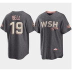 Washington Nationals #19 Josh Bell 2022 Grey Jereymy City Connect Cherry Blossom Cool Base Stitched Jersey