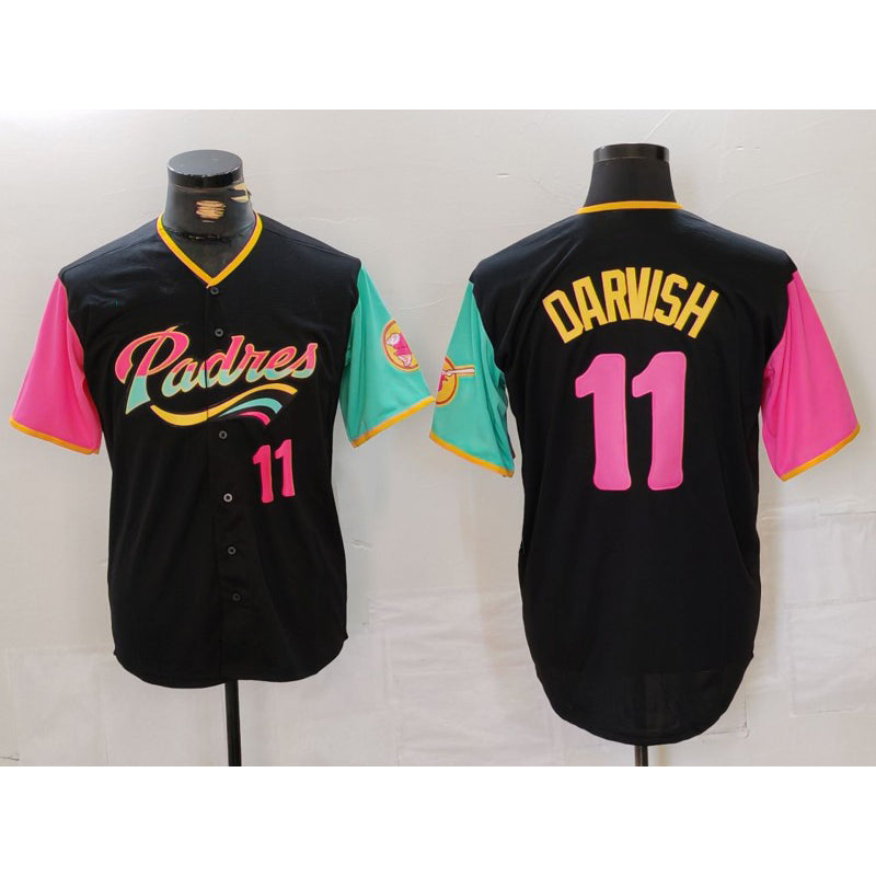 San Diego Padres #11 Yu Darvish Black Jereymy Player Number Fashion Jersey