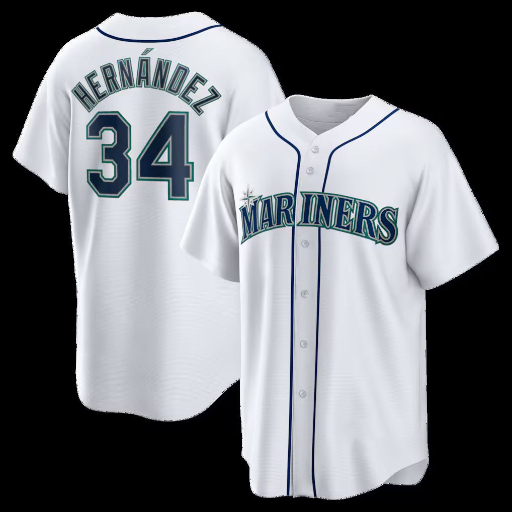 Seattle Mariners #34 Felix Hernandez White Jereymy Home Retired Player Replica Jersey