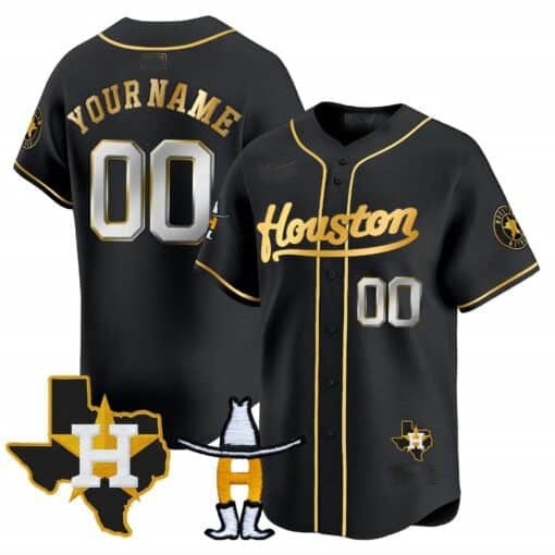 Custom Houston Astros Houston Rodeo Patch Vapor Premier Limited Jersey ¨C All Stitched-Black Jereymy