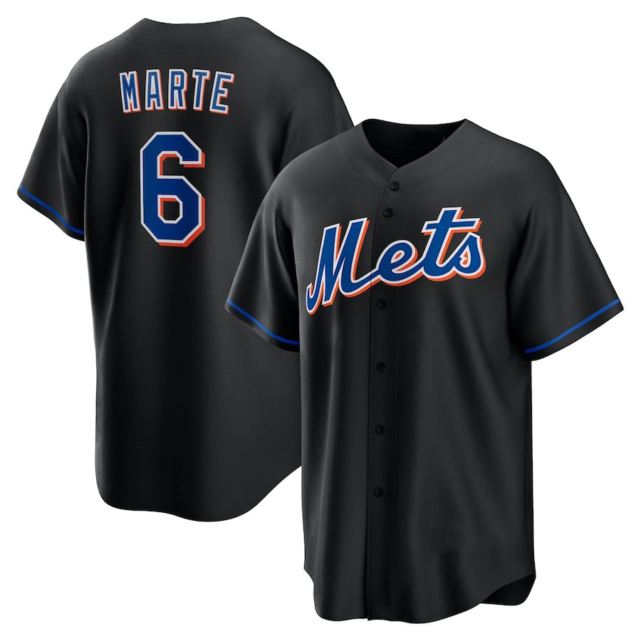 New York Mets #6 Starling Marte Black Jereymy Stitched Cool Base Jersey