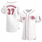 Cincinnati Reds #37 Tyler Stephenson White Jereymy Stitched Flex Base Jersey