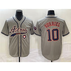 Houston Astros #10 Yuli Gurriel Gray Jereymy With Patch Cool Base Stitched Jersey