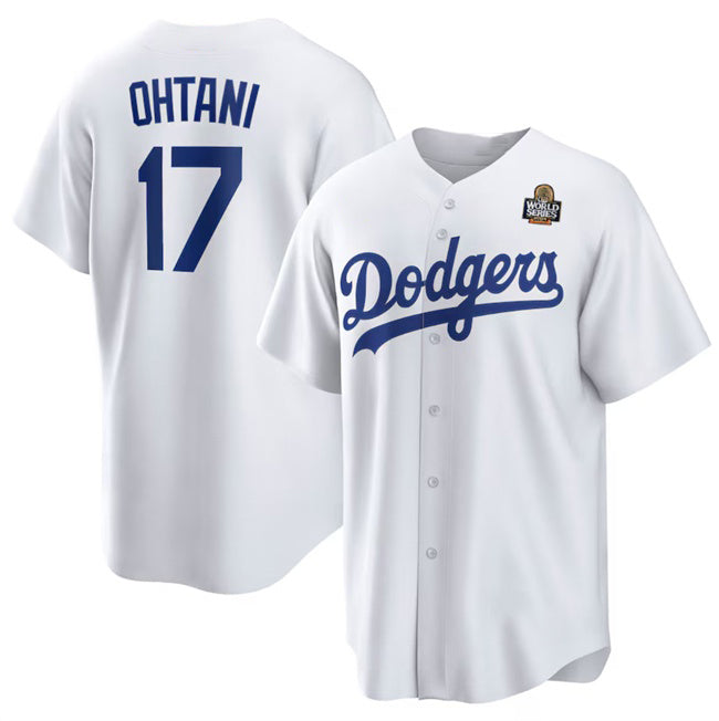 Los Angeles Dodgers #17 Shohei Ohtani White Jereymy 2024 World Series Cool Base Stitched Jersey
