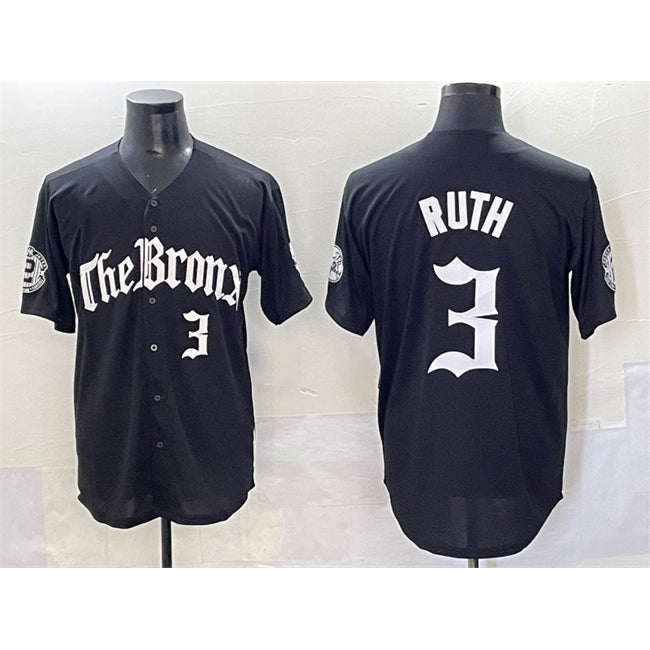 New York Yankees #3 Babe Ruth Black Jereymy 'Gothic Legacy Edition' Vapor Premier Limited Stitched Jersey